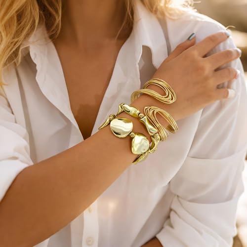 Chunky Gold Bracelet for Women Gold Chunky Cuff Bangles Bracelets for Women Trendy Non Tarnish Jewelry Gifts4