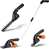 Coupe Bordure sans Fil, Cisaille à Gazon avec Batterie 7.2V et Chargeur, Taille Haies sans Fil, Tondeuse à Gazon, Manche Long Télescopique Détachable (Noir)