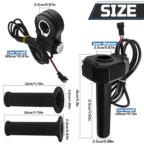 Image of NOOTEASS Full Twist Throttle Replacement for Ridstar Q20 Electric Dirt Bike E-Bike, Surron Throttle with Ignition Switch for Ridstar Q20 Mini H20 Pro Parts with Rolling Bearing