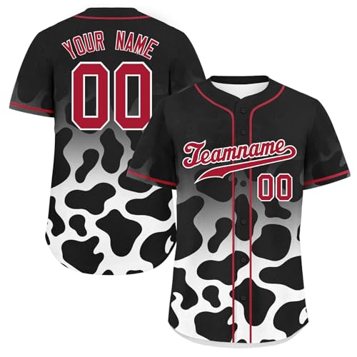 Camiseta de béisbol personalizada con estampado de vaca, estilo vaquero para deportes de campo miniatura 1
