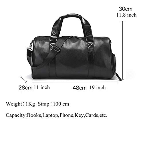 Hemfv Leather Travel Weekender Overnight Gym Sports Luggage Tote Gym Bag For Men & Women Leather Sports Gym Bag Black #TOP7