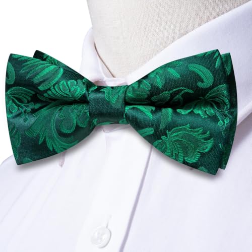 Image of Dubulle Mens Paisley Striped Bowtie Set Pre-tied Bowtie for Men and Pocket Square Set Wedding Business