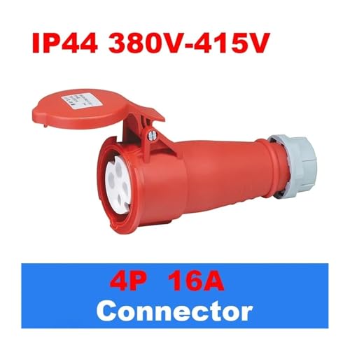 Conector industrial IP44 de 4 pines resistente al agua con base para panel 16A 3
