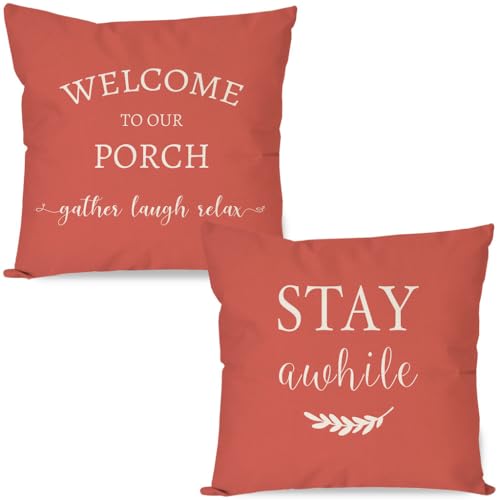 PANDICORN Outdoor Decorative Throw Pillow Covers 18x18 Inch Set of 2, Coral