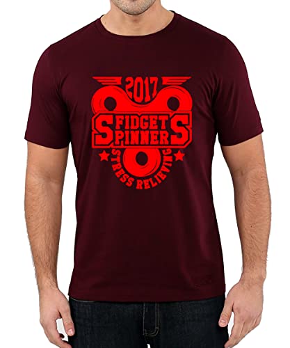 Image of Caseria Men's Cotton Printed T-Shirt -Fidget Spinner | 100% Cotton | Half Sleeves | Regular Fit | Printed | Round Neck | Graphic T Shirt