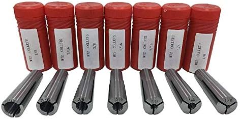 7PC Set MT2 Shank Round Collets MT2 Collet 1/8" - 1/2" by 16ths