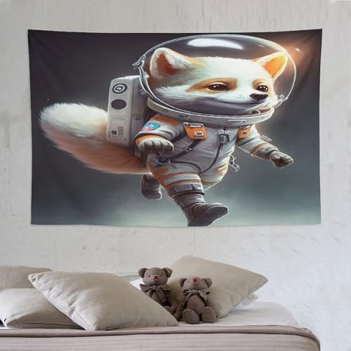 Tapisserie renard pour une décoration murale poétique de salon et chambre d'enfant
