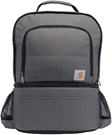 Carhartt Insulated 24 Can Two Compartment Cooler Backpack, Backpack with Fully-Insulated Cooler Base, Gray