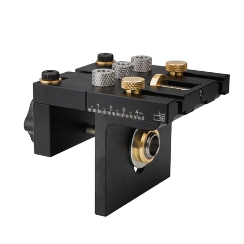 Hyuceng 6/8/10/15mm Bohrschablone Möbelbau - 3 in 1 Bohrlehre für Exakte Dübellöchre, Dübelhilfe mit Positionierungsclip Bohrer Perforator, Bohrhilfe für Holzbearbeitung Schreiner Flächenverbindungen