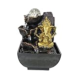 Nsaroche Ganesha Figurine Tabletop Water Feature Buddha Sculpture Elephant Decor for Meditation Space, 13cmx13cmx18cm