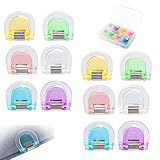 12 Stück Hosenbein Fixierclips, Unsichtbar Hosenkürzungsclips für Jeans, Hosen, Anzughosen, Klemmen Hosenbein Kürzungsclip, Rutschfeste Spanner, Sofortige Kürzung, 6 Farben(1 Aufbewahrungsbox)