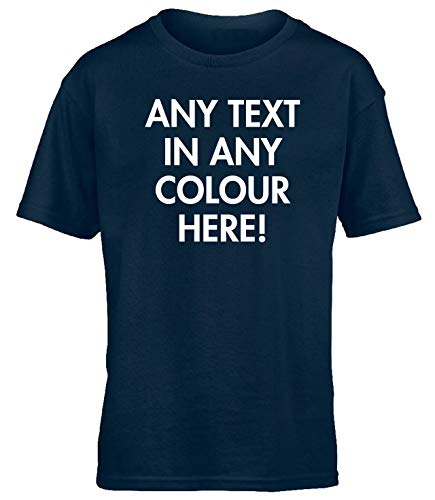 Hippowarehouse Personalised Kids Children's Short Sleeve t-Shirt Navy Blue