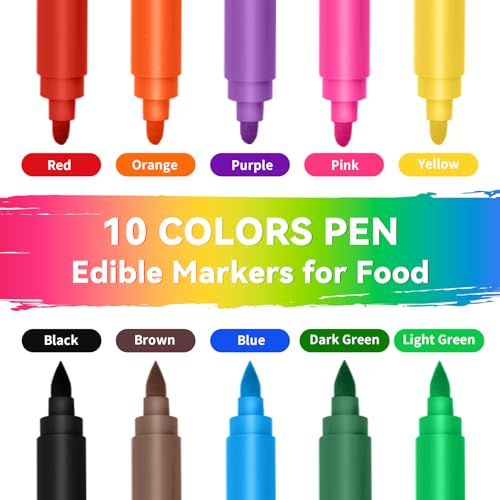image for Jewem (Upgrade) Edible Markers for Cookie Decorating,10Pcs Food Colori