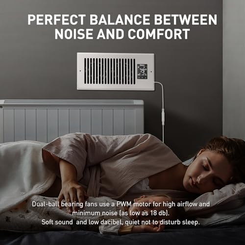Powerscale B410 4 Inch X 10 Inch Smart Vent & Quiet Air Booster Register Fan With Humidity Sensor | Register Fan With Lcd Display | Ceiling Register Booster Fan For Efficient Hvac Air Boosting thumb #5