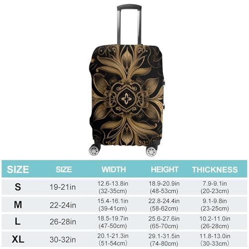Travel Luggage Cover Elastic Suitcase Protector Anti-Scratch Washable Black And Golden Pattern Luggage Sleeve Tsa Approved Carry on Covers Baggage Cover Fits 18-32 Inch Luggages2