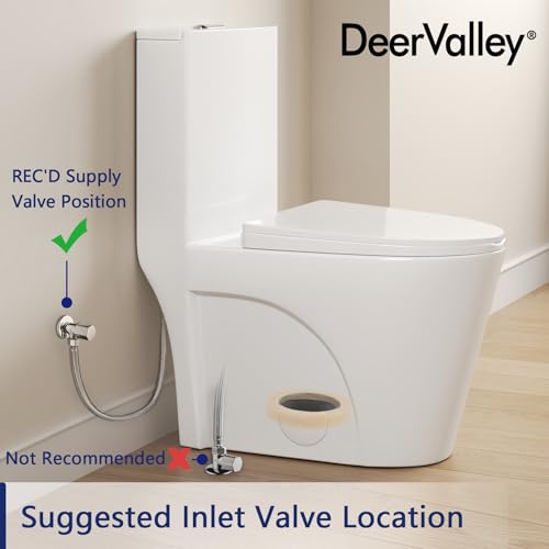 DeerValley Elongated One Piece Toilet for Bathrooms with Comfort Seat Height 17", Power Flush Toilet Bowl 1.1/1.6 GPF and 12'' Rough-In, 2102-1F01 - Image 4
