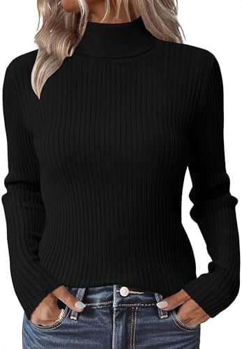 Zeagoo Women's Turtleneck Sweaters 2026 Fall Fitted Long Sleeve B...