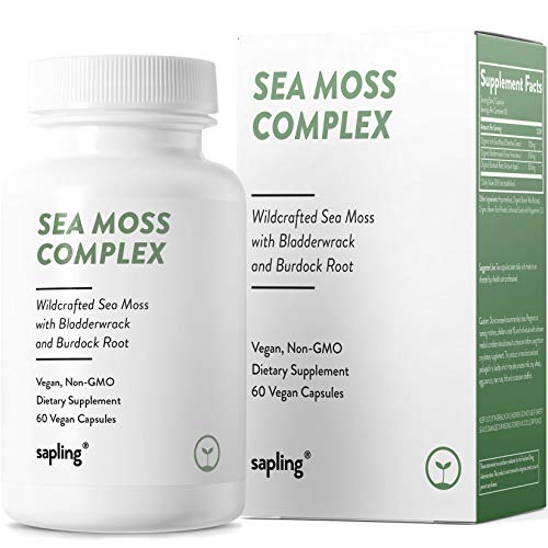 Sea Moss Complex - Organic Irish Sea Moss, Organic Bladderwrack, Organic Burdock Root - Wildcrafted Sea Moss Capsules. Vegan and Non-GMO - 60 Capsules.