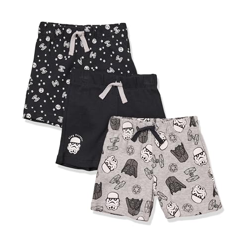 Amazon Essentials Baby Boys' Cotton Knit Pull-On Shorts, Pack of 3, Star Wars Tiny Trooper, Preemie