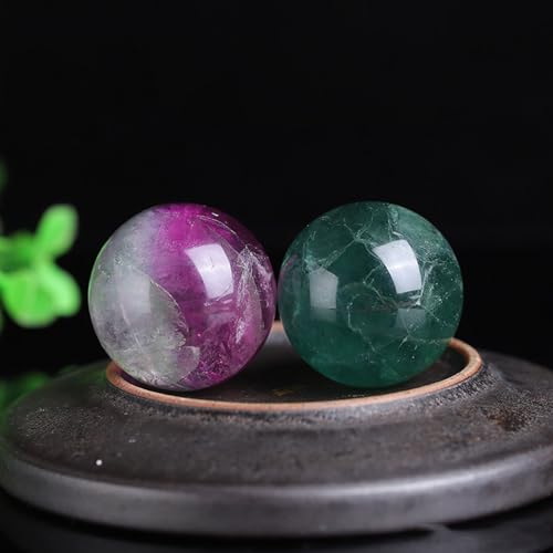 Fluorite de 65mm en boule décorative violette et verte avec support - 2