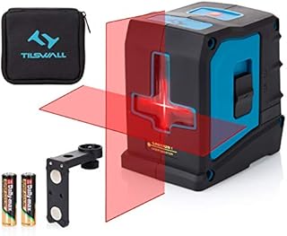 Kreuzlinienlaser Tilswall 20M Laser selbstnivellierend Linienlaser, Dual-Lasermodul mit 360° Drehbar Magnetische, IP54 Staub und Wasserschutz inkl. Schutztasche und 2 x AA Batterien