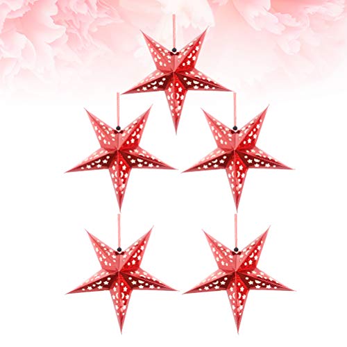 Image of Holibanna Paper Star Lantern Lampshade Hanging Paper Star Lantern Ceiling Twinkle Pentagram Lampshade Christmas Wedding Party Ornament 30CM 5Pcs 3D Paper Star Pentagram Lampshade