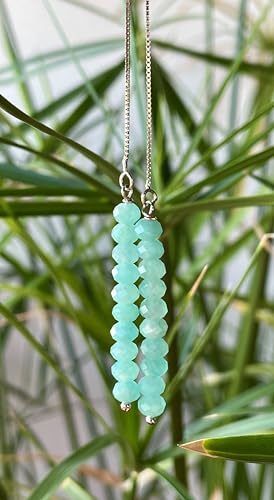 Boucles d'oreilles en argent 925 et amazonite turquoise véritable fabriquées en Italie - 3