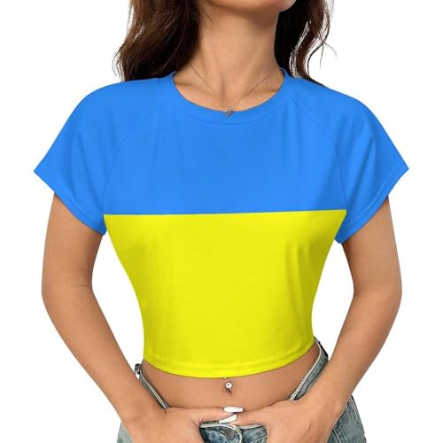 Flag Girls Crop Tops Short Sleeve T-Shirts for Teenagers Crew Neck Basic Tee
