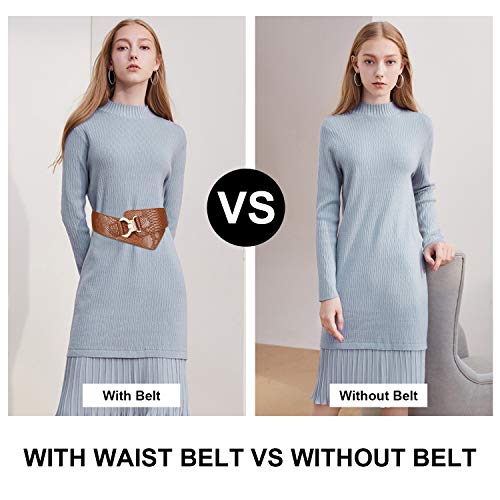 JASGOOD Wide Elastic Stretch Waist Belt Women's Adjustable Fashion Dress Belt4