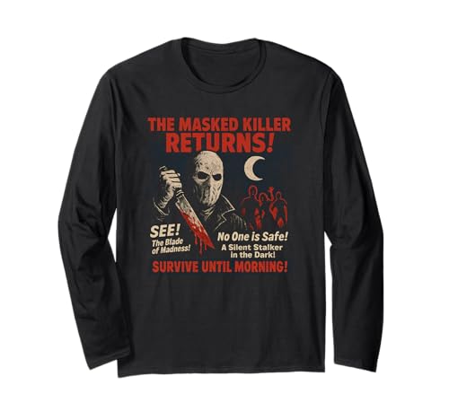 仮面キラーリターンズ スラッシャー 映画ポスター ヴィンテージ ハロウィン 長袖Tシャツ