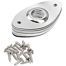 8Pcs Yootones Oval Jack Plate with Screws Compatible with Bass Guitar Silver