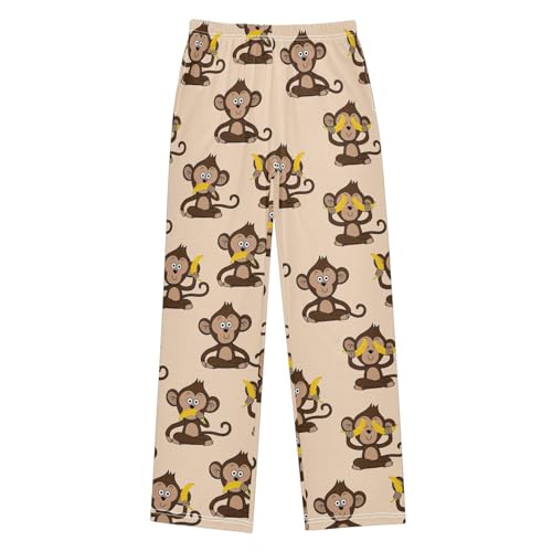 Boys' Pants Monkey Banana Cute Animal Wildlife Long Bottoms Jogger Pants Elastic Waist Trousers with Pockets S-XL