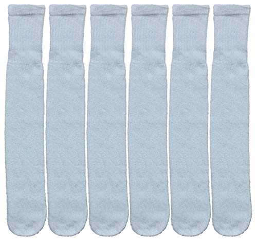Yacht & Smith 6 Pairs Of Mens & Womens Wholesale Bulk Cotton Tube Socks, Referee Style, by SOCKS'NBULK (6 Pairs White, Womens 9-11 (Shoe size 5-10))