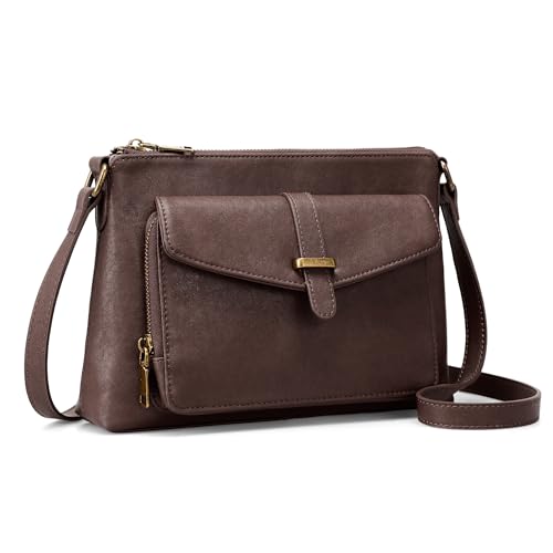 befen Echtleder Umhängetasche Damen Mittelgroß, RFID-Blockierung Handtasche Klein Vintage Schultertasche Leder Crossbody Bag für Frauen mit integrierter Brieftasche, Kaffee