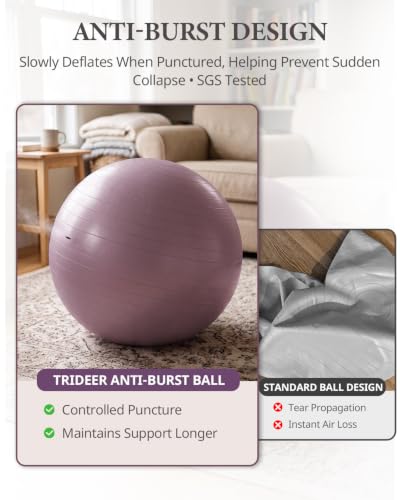 Image of Trideer Exercise Ball, Stability Yoga Ball for Physical Therapy, Active Sitting, Pregnancy & Birth Labor Prep, Core Strength, Balance Training, Posture Improvement and Daily Stretching, 55 /65 /75cm