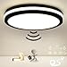 Produktbild LED Deckenleuchte mit Bewegungsmelder Dämmerungssensor Eingangsbereich und Zeit Einstellbar, 18W 1800LM LED Lampe mit Bewegungsmelder innen Schwarz, Deckenlampe mit Bewegungsmelder IP54, 4000K