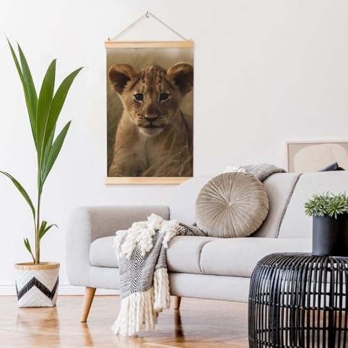 Poster lionceau cadre bois 91x61 cm pour deco salon moderne - 6