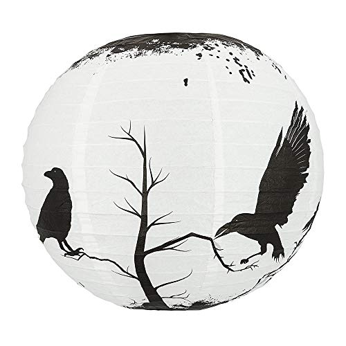 Image of Quasimoon PaperLanternStore.com 14 Inch Halloween Crows Scary Black Birds Paper Lantern, Hanging Decoration