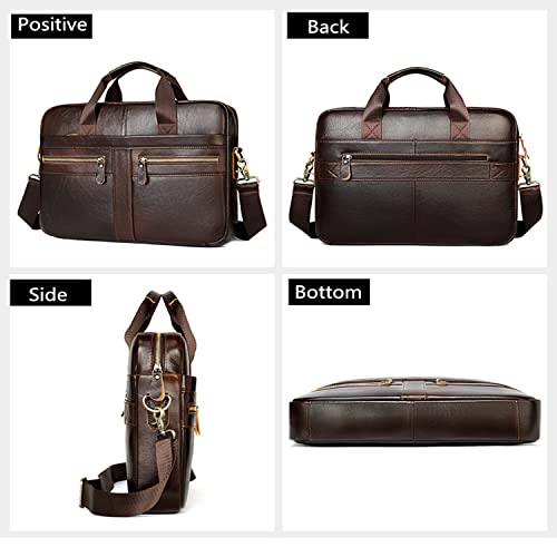 Bolsa carteiro de couro vintage de 15,3 polegadas para escritório, bolsa transversal para laptop, bo