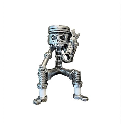 Escultura de calavera tallada en resina estilo pistón 14 cm miniatura 1
