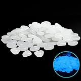 Muzero Glow in The Dark Rocks - 100pcs White Glowing Pebbles Luminous Stone for Fish Tank, Garden Ya