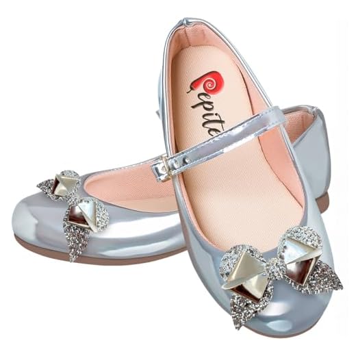 Sapatilha Infantil Azul Marinho com Laço Dourado Brilhante, Fivela Lateral, Estilo Mary Jane (Prata, BR, Criança de 9 a 12 anos, Numérico, 31)