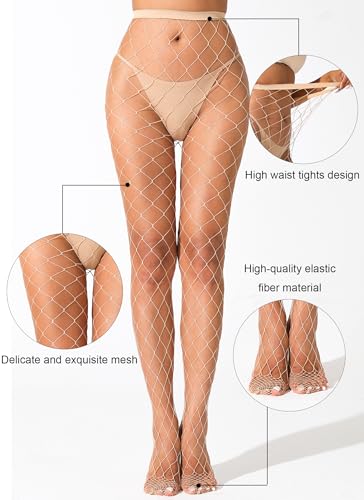 Image of VOAKOW Fishnet Stockings Womens High Waist Fishnet Tights Mesh Stockings For Women