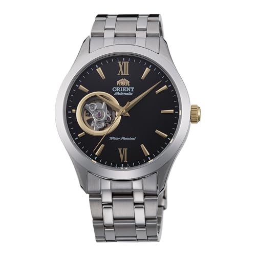 Orient Contemporary Open Heart AG03 - Reloj automático para Hombre con Cuerda Manual, 39 mm Acero Negro Dorado, Informal