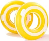 2PCS Pool Swim Ring Inflatable Pool Floats Water Fun Large Adult Swimming Pool Float for Beach Lake Summer Holiday Beach Party (Yellow K-Lollipop)