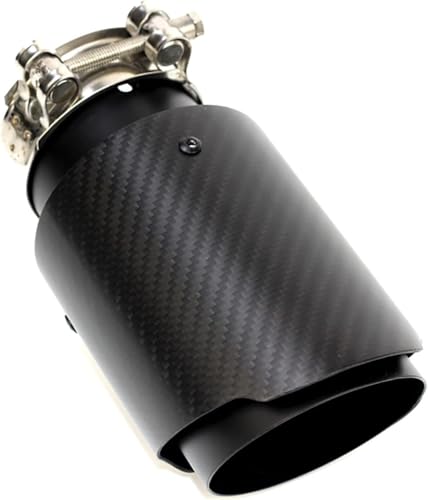 BHYUDYT 1 Stück Mattschwarzer Edelstahl Carbon Endrohr Schalldämpfer Endrohr Auspuffrohr Auto Styling,76 MM IN 101 MM Out BHYUDYT 1 Stück Mattschwarzer Edelstahl Carbon Endrohr Schalldämpfer Endrohr Auspuffrohr Auto Styling,76 MM IN 101 MM Out