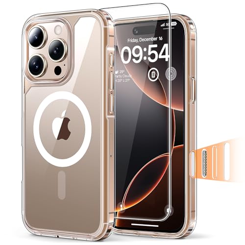 Image of TAURI for iPhone 16 Pro Max Case, with Camera Control, Clear | Compatible with MagSafe with Screen Protector, Military-Grade Protection, Shockproof Slim Magnetic Case for iPhone 16 ProMax