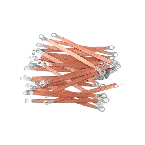 Outdoor Extension 50Pcs Bridge Connection Electric Box Ground Wire 6 Square Copper Clad Aluminum Hole Size 8mm Soft Connection Span Cable Solar sheathed(Size:6 Square 250mm)