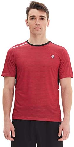 GEEK LIGHTING Men’s Athletic Quick Dry Short Sleeve Round Neck Lightweight Breathable Reflective T Shirts(Red, XXX-Large)