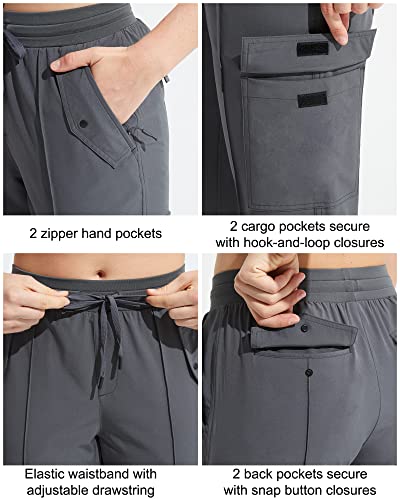 Poliva Women's Cargo Hiking Pants Lightweight Joggers Quick Dry Golf Travel Casual Athletic Pants Water Resistant Dark Gray Xl #TOP3